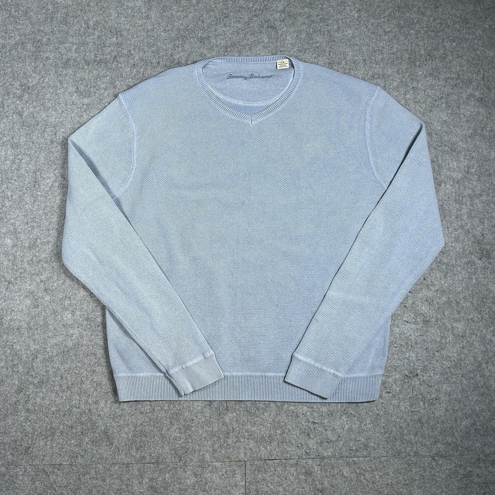 Tommy Bahama Pullover Sweater Men's Size‎ Large Baby Blue Silk Blend V Neck